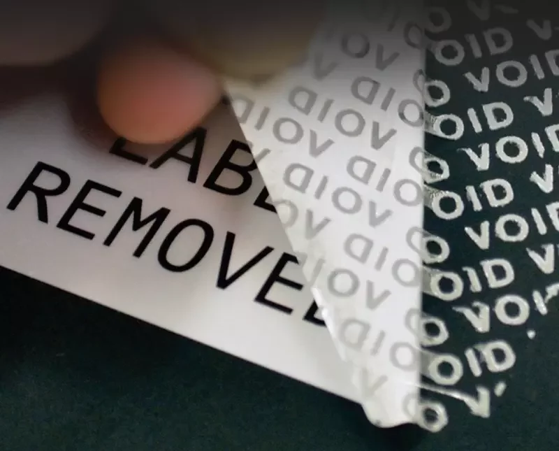 Etiquetas de seguridad VOID autoadhesivas para control de inviolabilidad